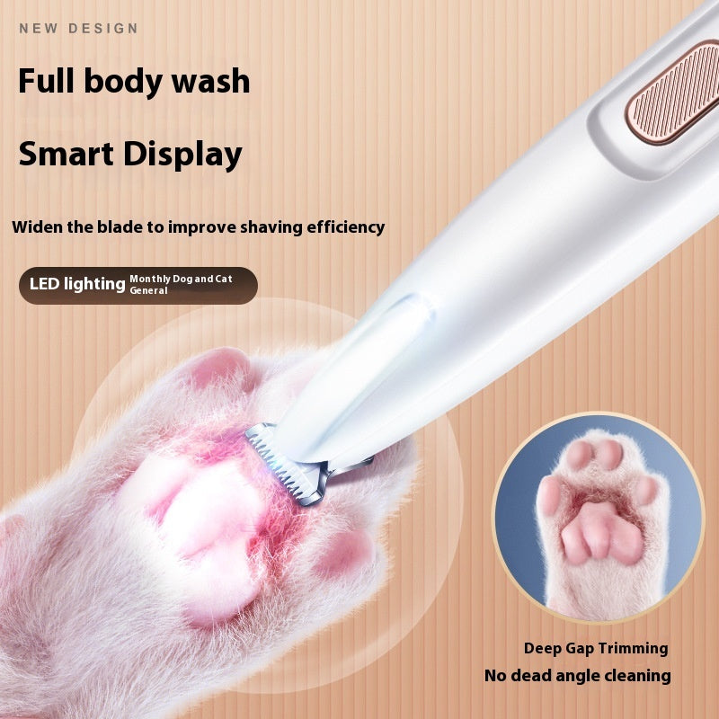 C--Pets Dog Paw Trimmer With LED Light Fully Waterproof Pet Hair Trimmer With LED Display Dog Clippers For Grooming Widen Blade