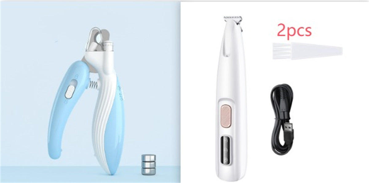 C--Pets Dog Paw Trimmer With LED Light Fully Waterproof Pet Hair Trimmer With LED Display Dog Clippers For Grooming Widen Blade