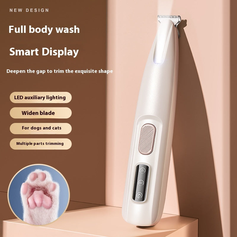 C--Pets Dog Paw Trimmer With LED Light Fully Waterproof Pet Hair Trimmer With LED Display Dog Clippers For Grooming Widen Blade
