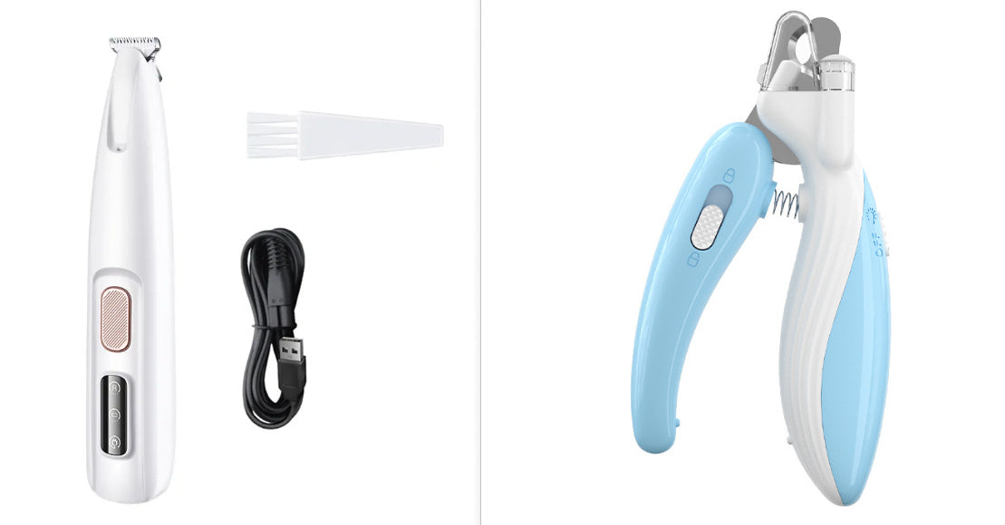 C--Pets Dog Paw Trimmer With LED Light Fully Waterproof Pet Hair Trimmer With LED Display Dog Clippers For Grooming Widen Blade