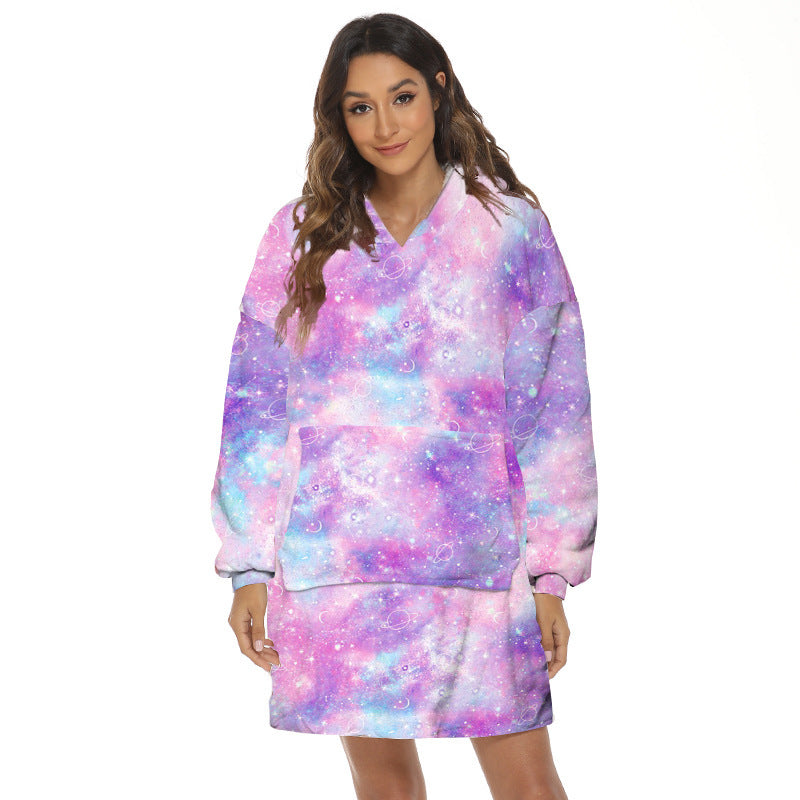 Cartoon Fruit Printed Lazy Blanket Hooded