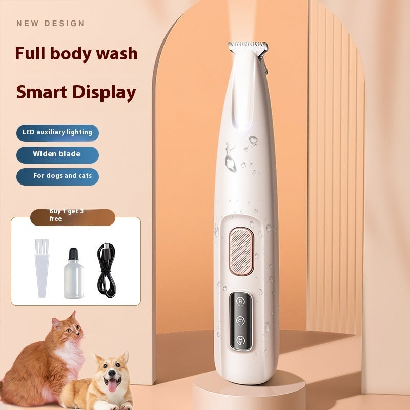C--Pets Dog Paw Trimmer With LED Light Fully Waterproof Pet Hair Trimmer With LED Display Dog Clippers For Grooming Widen Blade