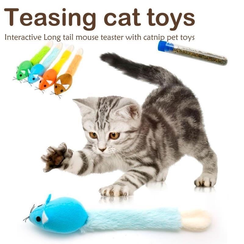 C--Long Tail Mouse Cat Teaster Toys Funny Pet Toys Cat Toys Mouse Trainning Funny Playing Toys Interactive Pets Products