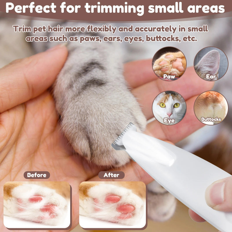 C--Pets Dog Paw Trimmer With LED Light Fully Waterproof Pet Hair Trimmer With LED Display Dog Clippers For Grooming Widen Blade