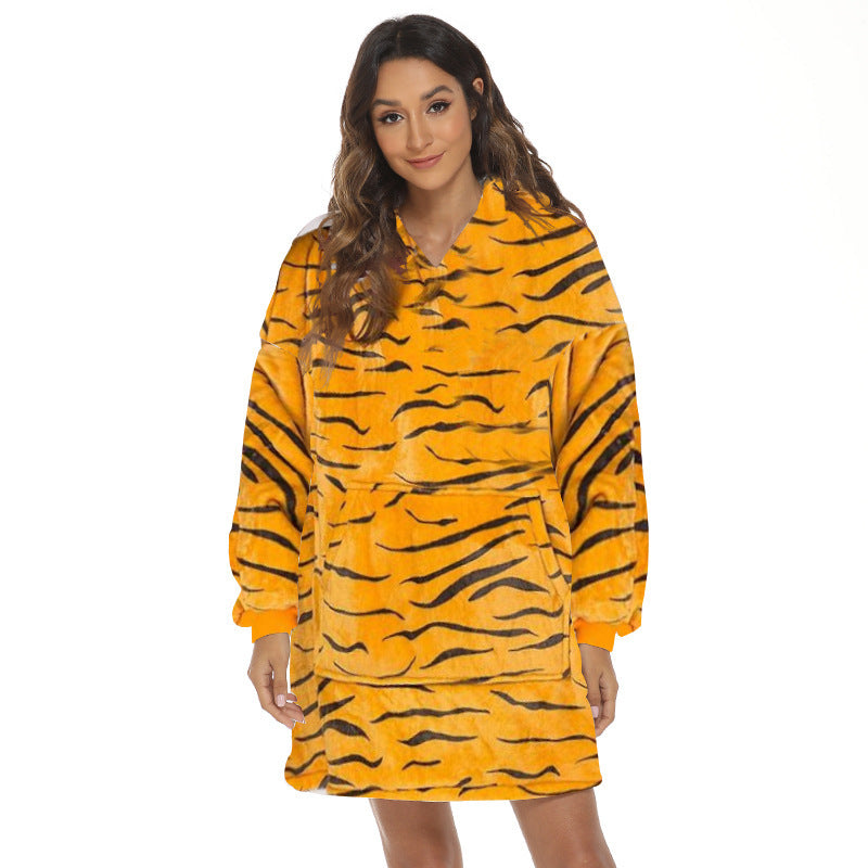 Cartoon Fruit Printed Lazy Blanket Hooded