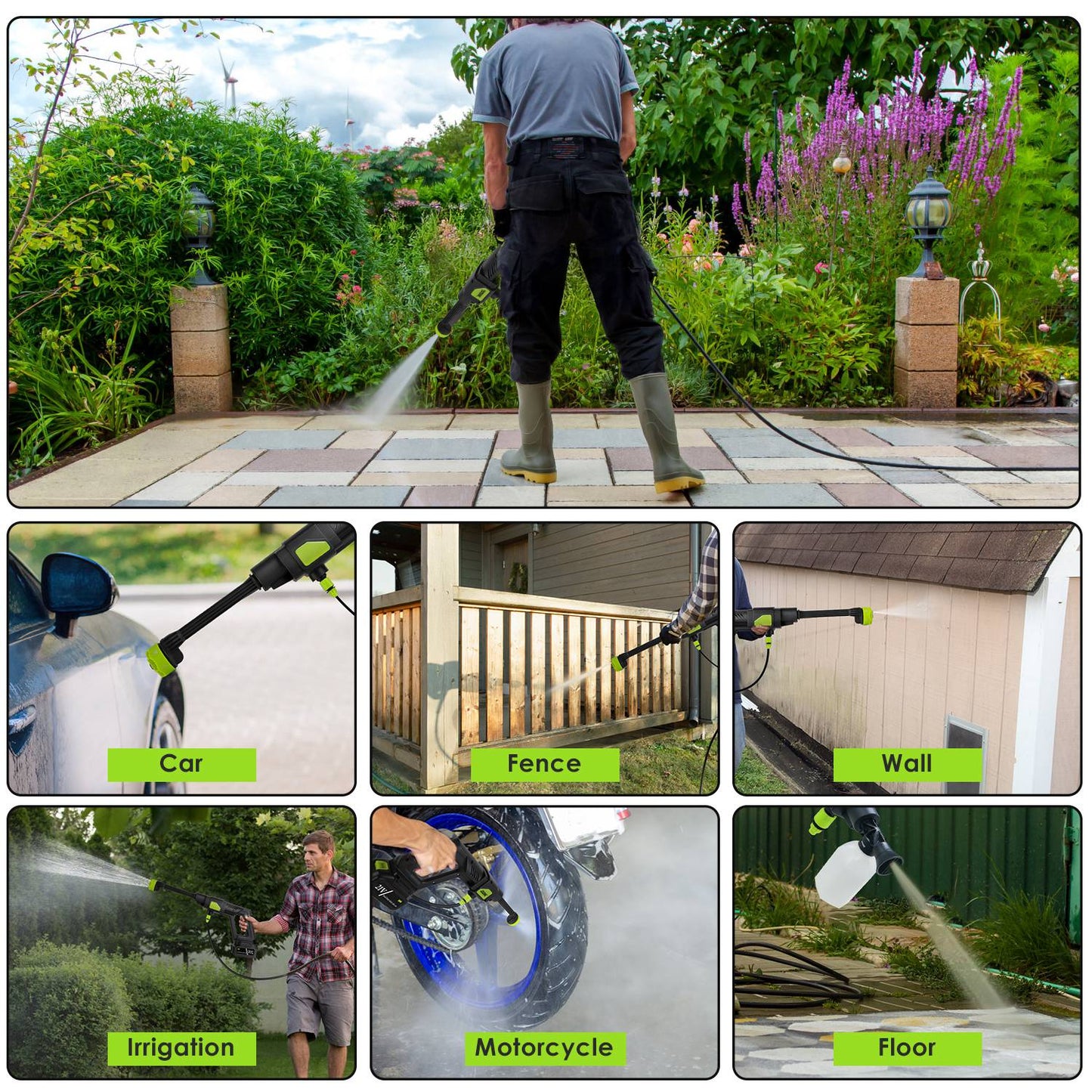 1Set Cordless Pressure Washer Portable Electric Power Washer High Pressure Water Sprayer