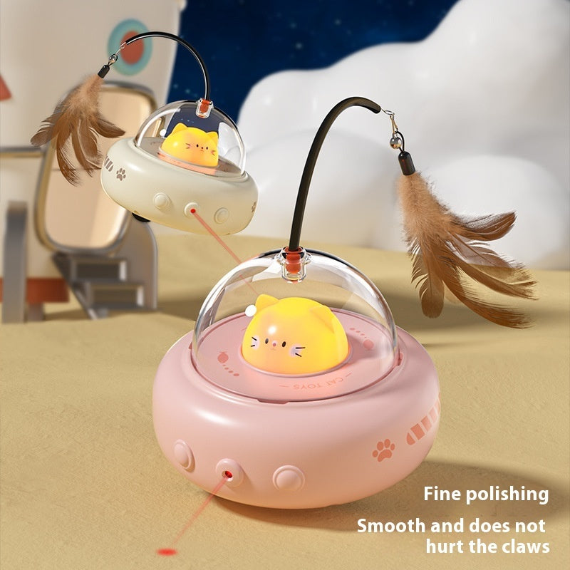 C--Smart Teaser Cat Toy Electric UFO Cat Teaser Stick With Bell Training Pet Toys Replaceable Feather Interactive Cat Supplies Pet Supplies Pets Products
