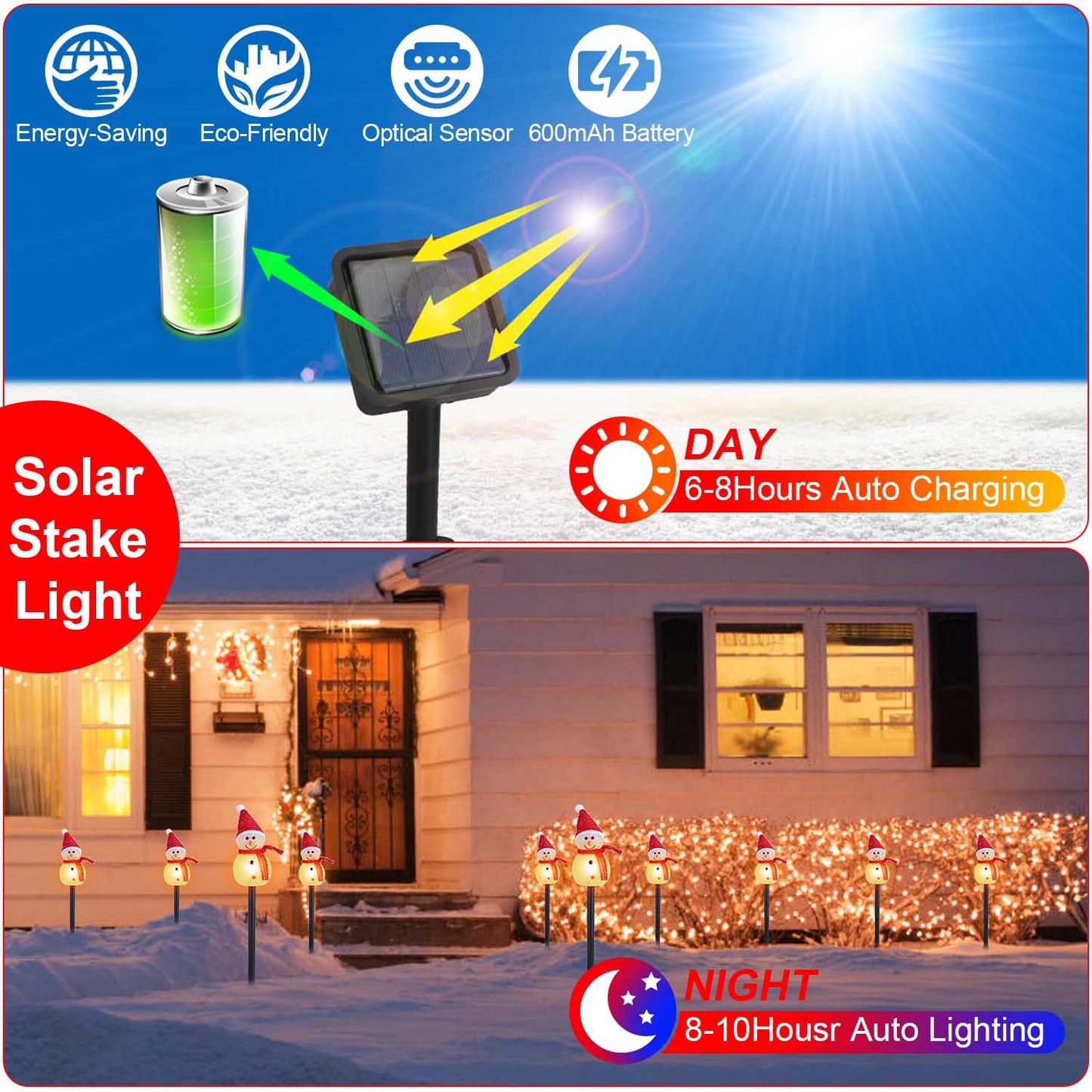 1Pc Solar Powered Lamp 3 Snowmen Outdoor Decorative Christmas Lamp