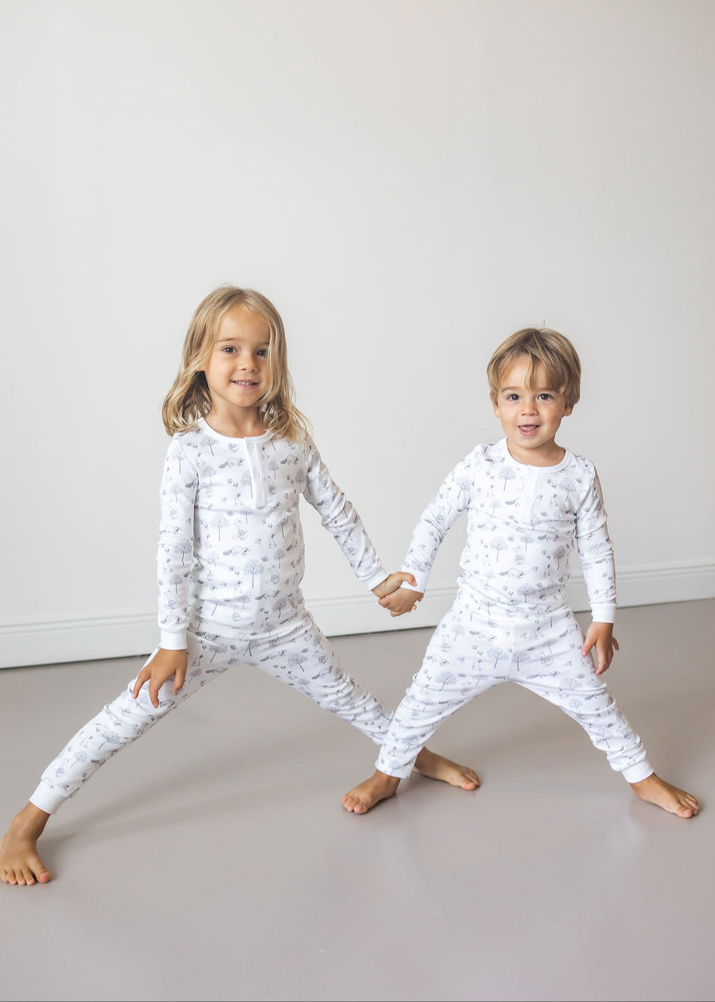 Gray Raccoon Pima Long Pajama Set