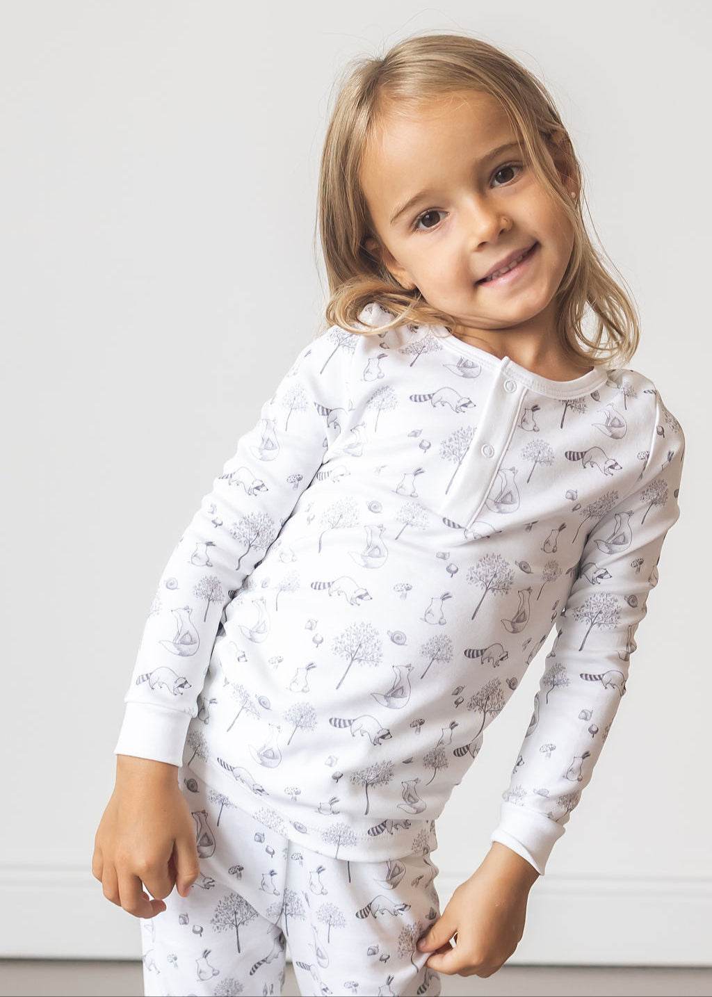 Gray Raccoon Pima Long Pajama Set