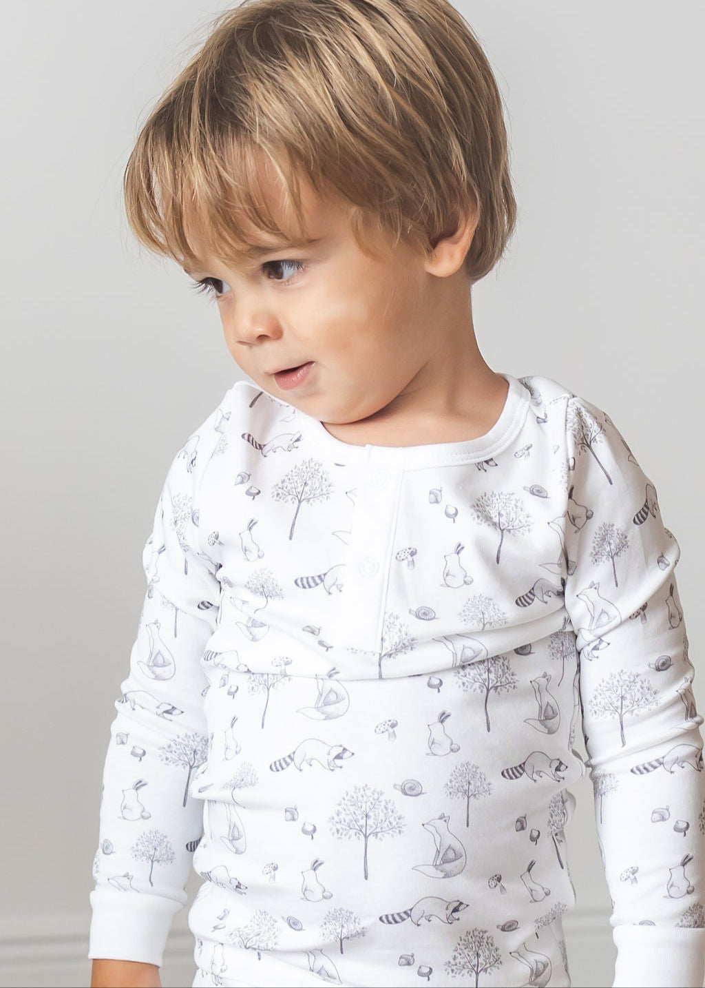 Gray Raccoon Pima Long Pajama Set