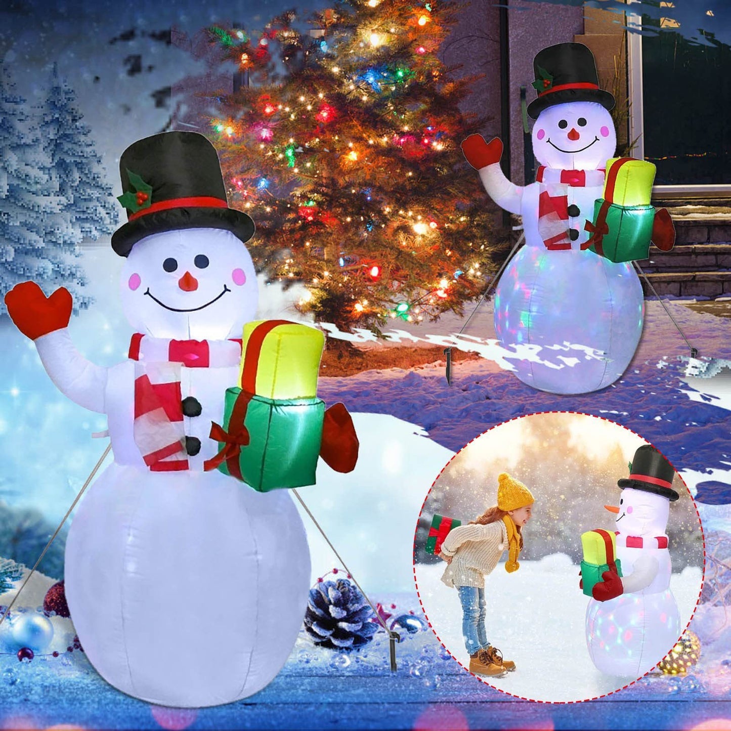 Snowman Inflatable Doll Outdoor Yard Garden Decor