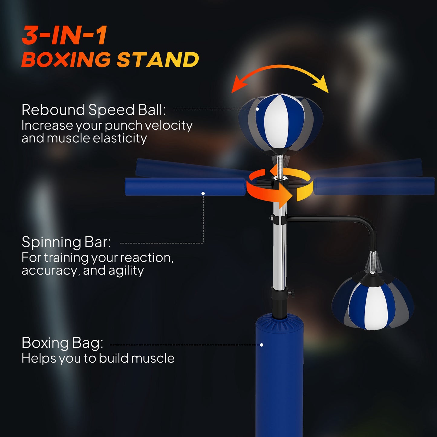 Speed Bag Boxing Bag Stand, Reflex Bag Boxing Training Equipment, Speed Punching Bag, Blue