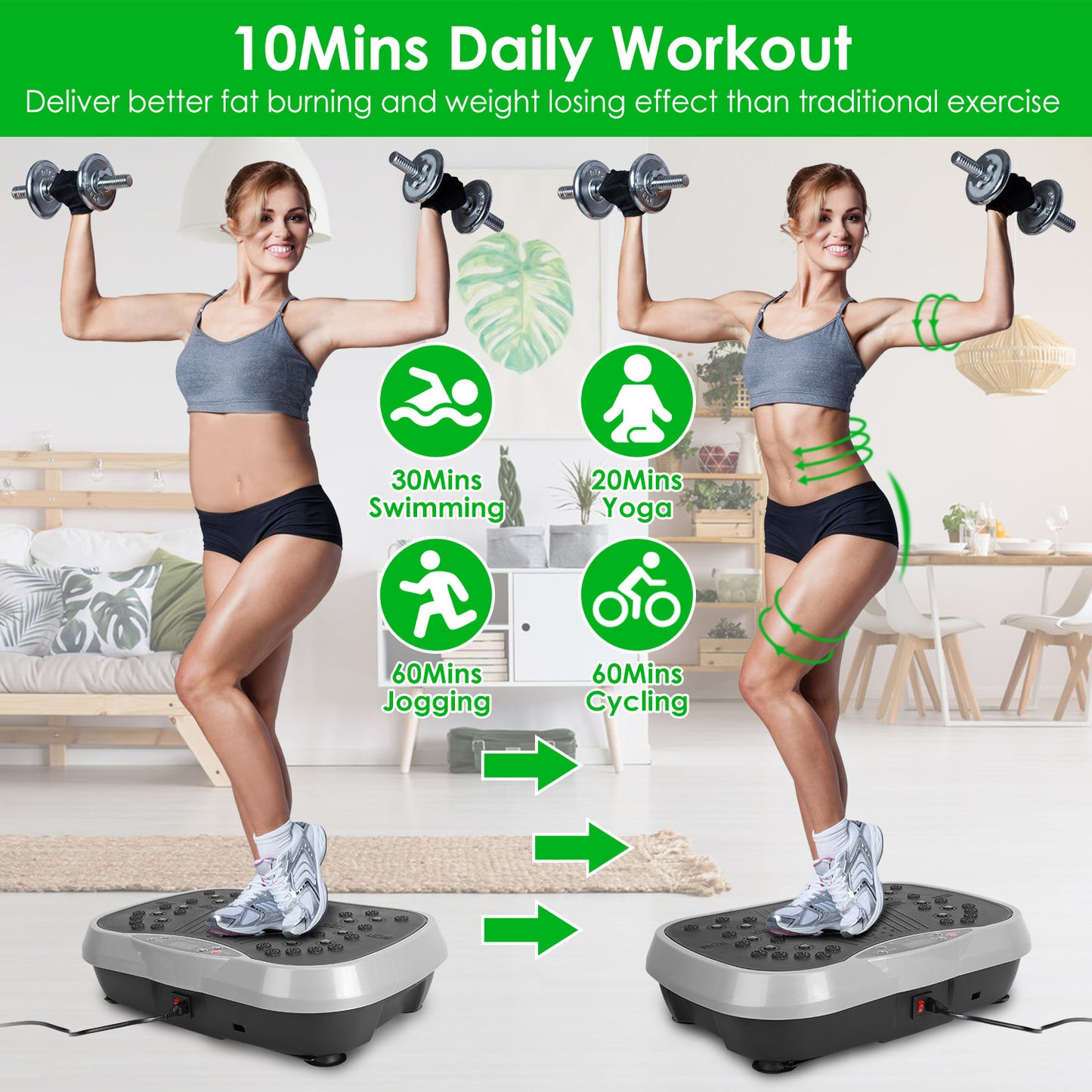 1Pc Vibration Exercise Machine with Resistant Bands Remote Control