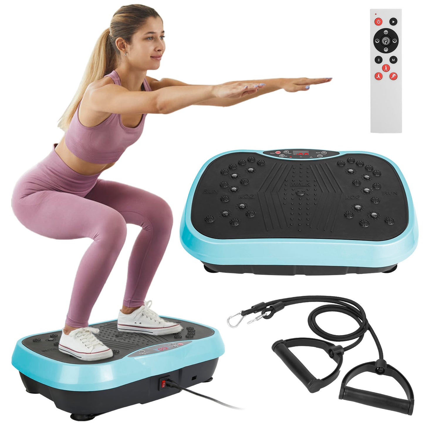 1Pc Vibration Exercise Machine with Resistant Bands Remote Control