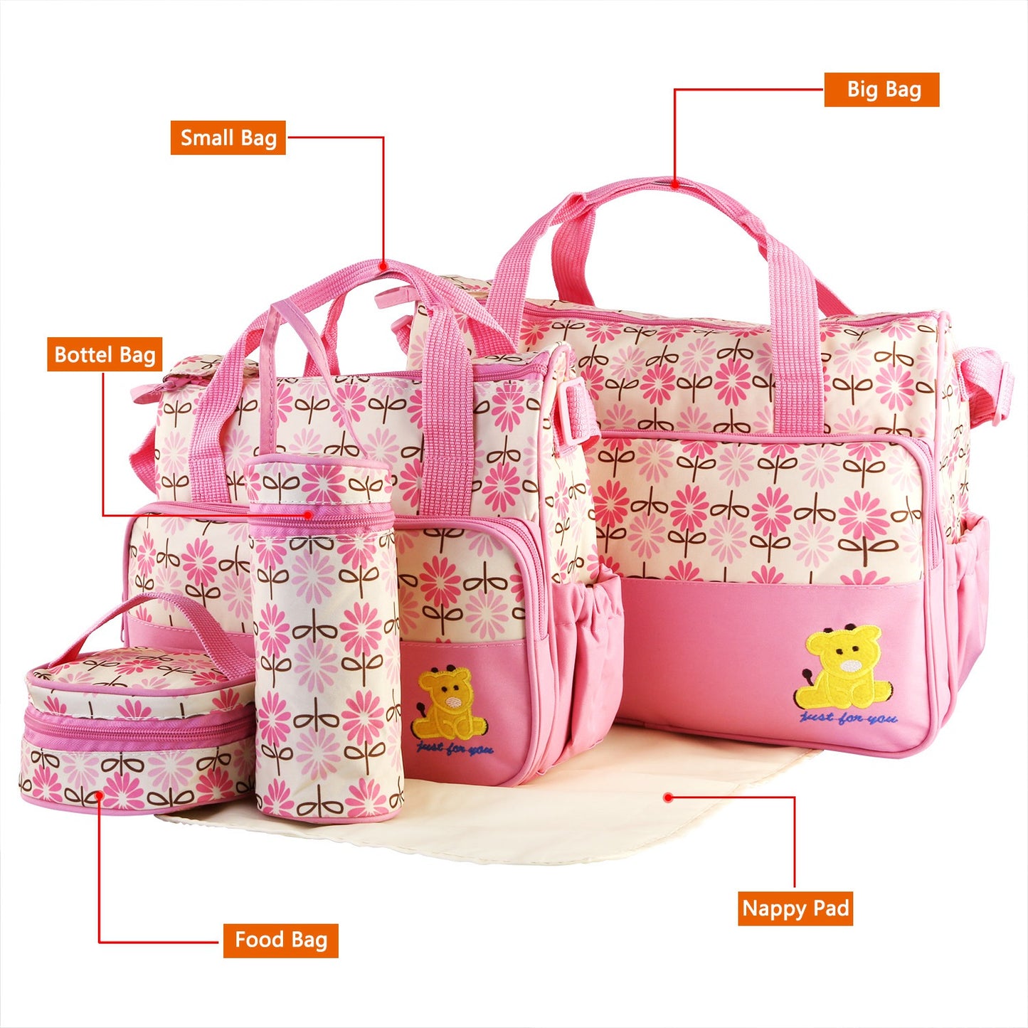 5PCS Per Set Baby Nappy Diaper Bags