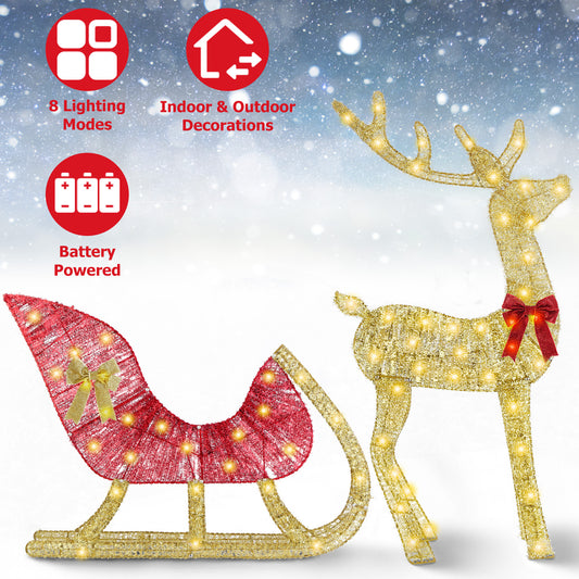 Christmas Reindeer & Sleigh Indoor Outdoor Christmas Decoration