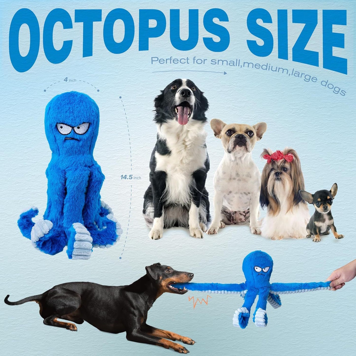 C--Stuffed Tough Dog Chew Toys Large Dog Toys To Keep Them Busy Interactive Squeaky Toys Tug Of War Crinkle Puppy Dog Toy