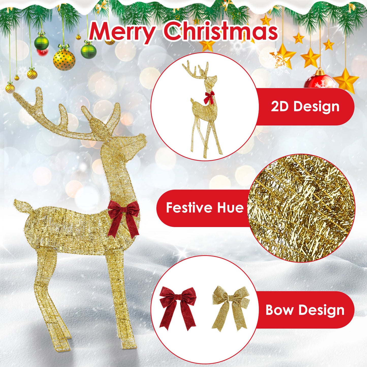 Christmas Reindeer & Sleigh Indoor Outdoor Christmas Decoration