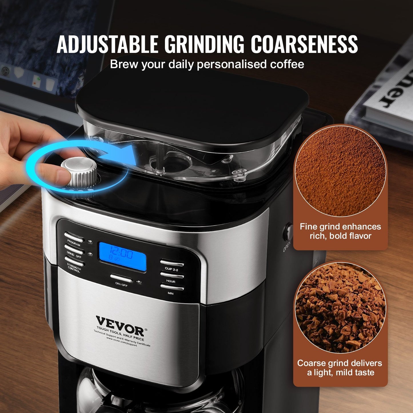 VEVOR 8-Cup Coffee Maker Drip Coffee Machine With 24-Hour Timer for Auto Brew