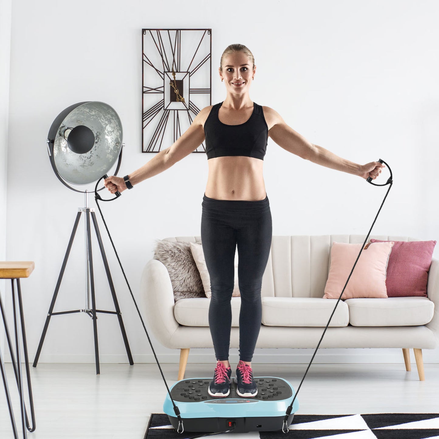 1Pc Vibration Exercise Machine with Resistant Bands Remote Control