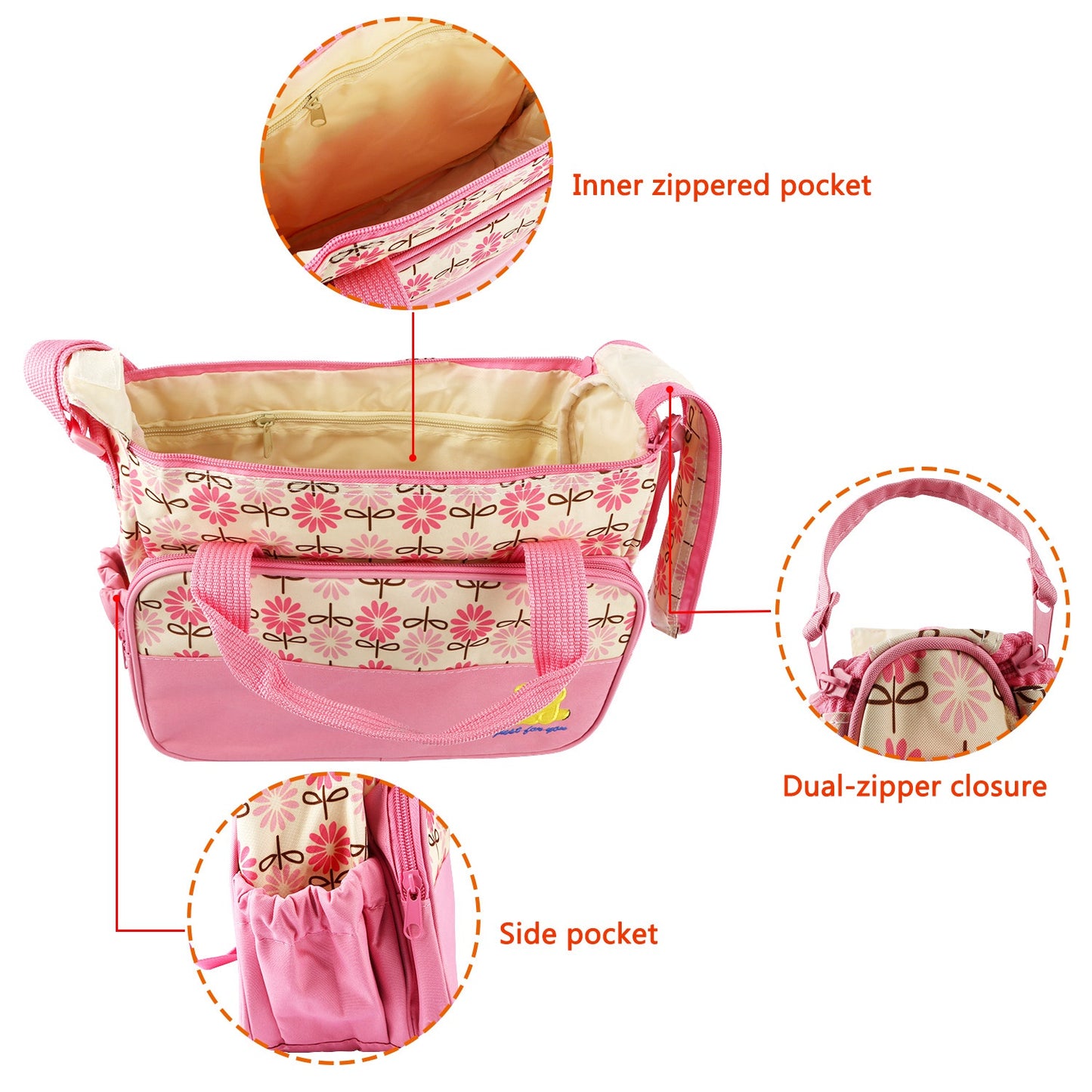 5PCS Per Set Baby Nappy Diaper Bags