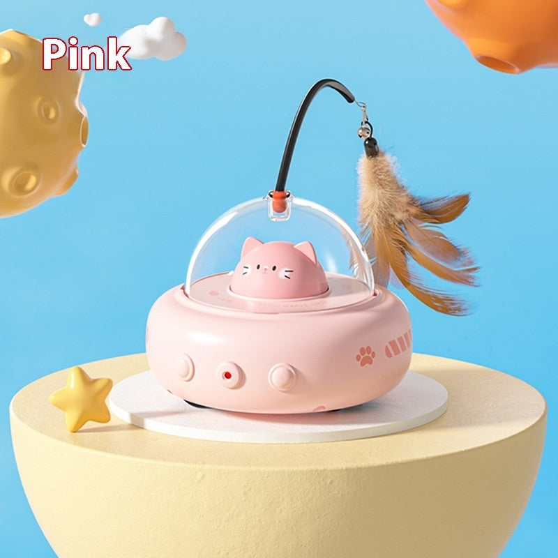 C--Smart Teaser Cat Toy Electric UFO Cat Teaser Stick With Bell Training Pet Toys Replaceable Feather Interactive Cat Supplies Pet Supplies Pets Products