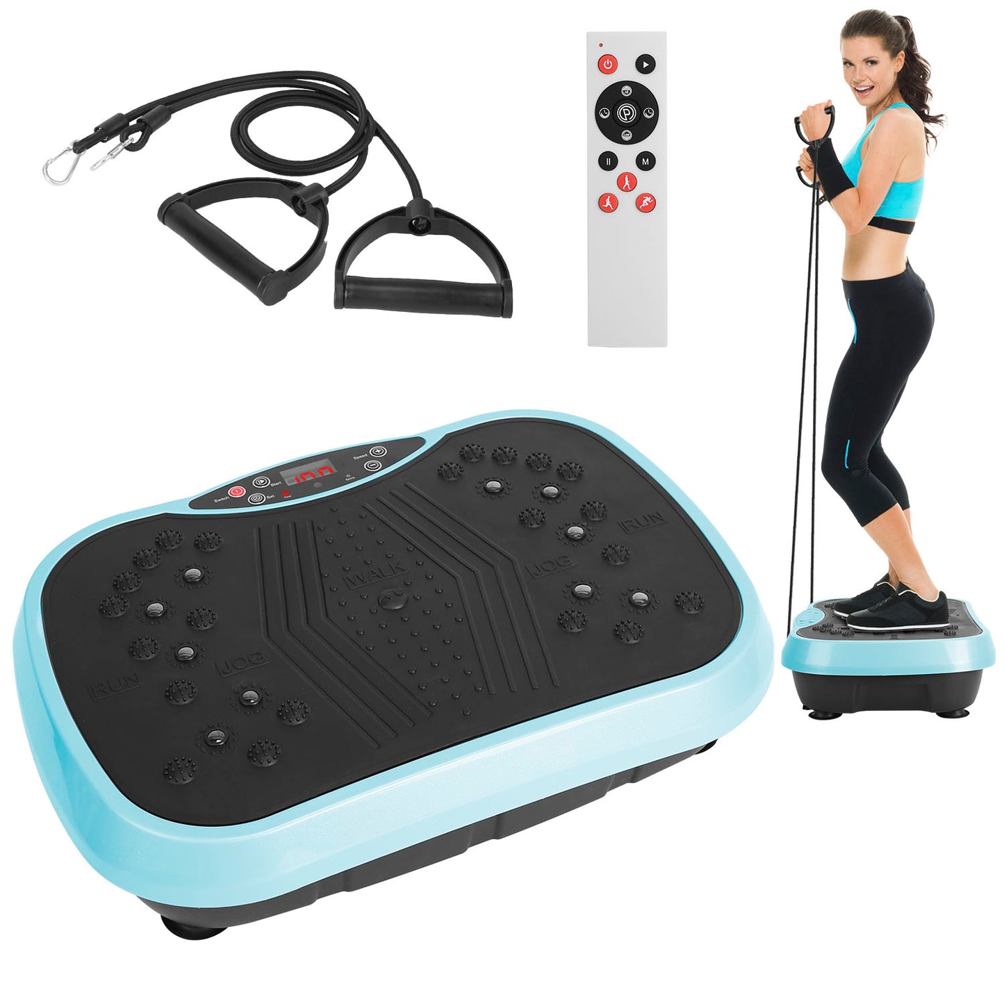 1Pc Vibration Exercise Machine with Resistant Bands Remote Control