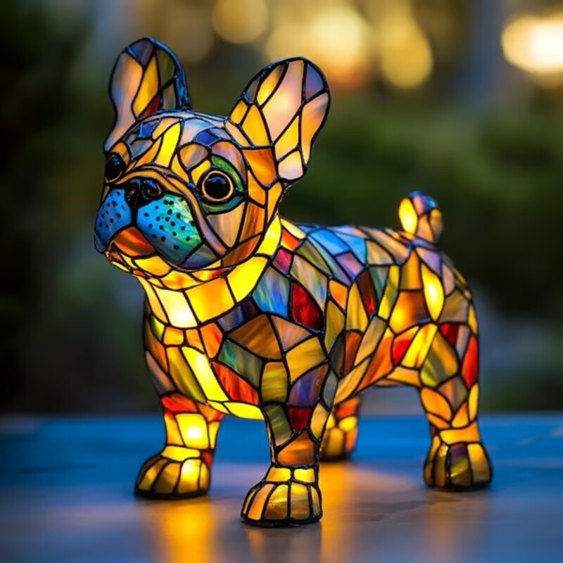 Colorful Strange Dog Lamp Resin Decorations