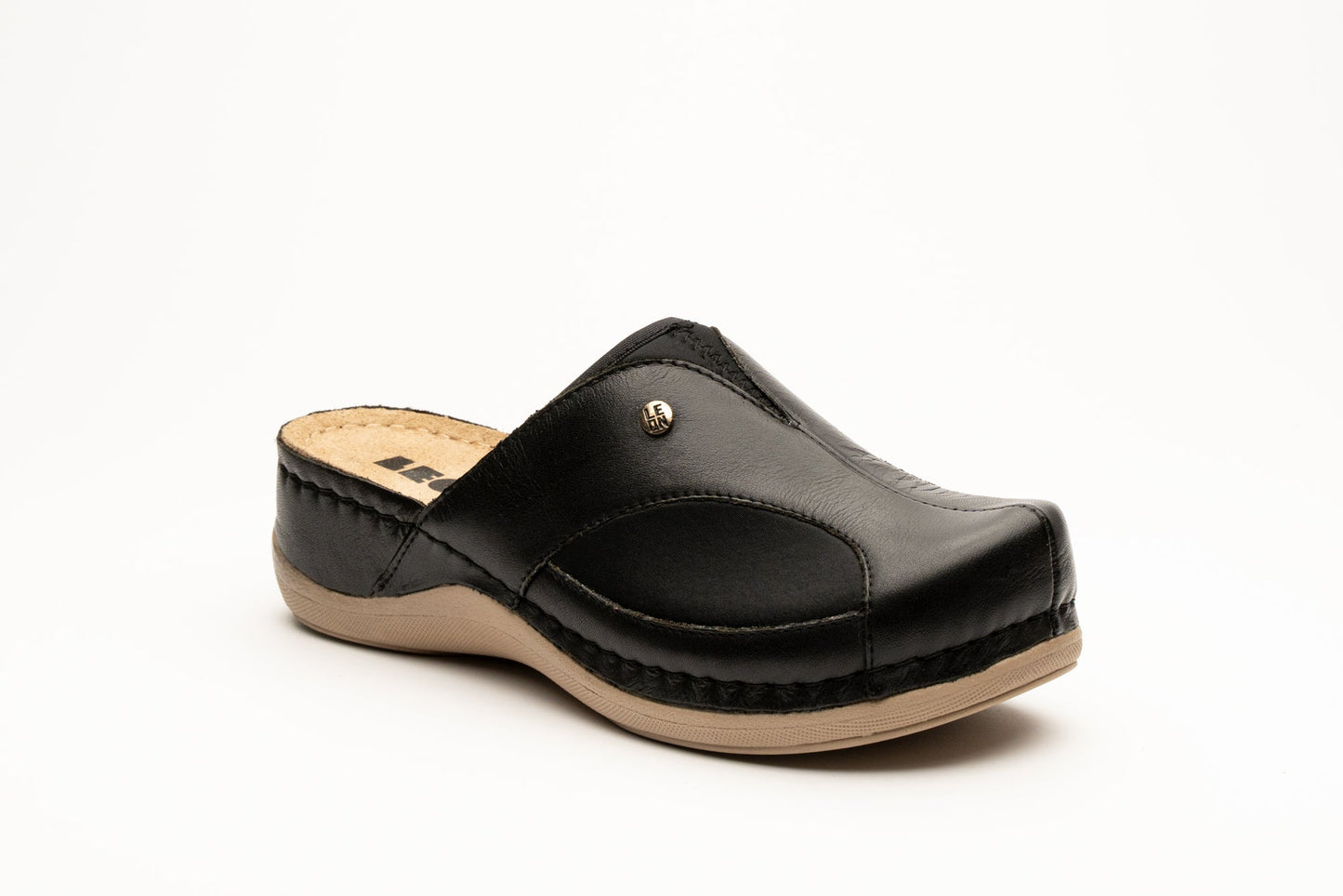 Aria I by LEON- Women’s Leather Clog- Twin Elastic Side Panels for Bunion Relief