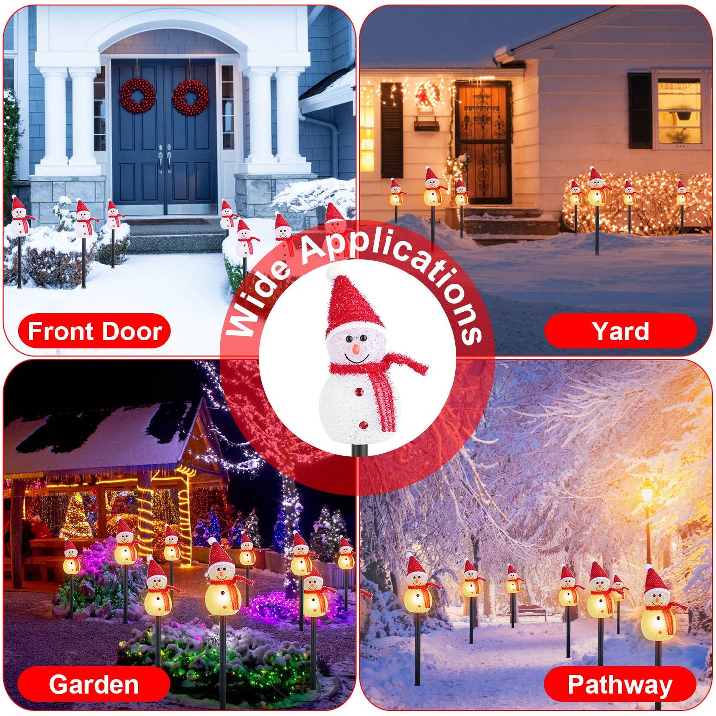 1Pc Solar Powered Lamp 3 Snowmen Outdoor Decorative Christmas Lamp