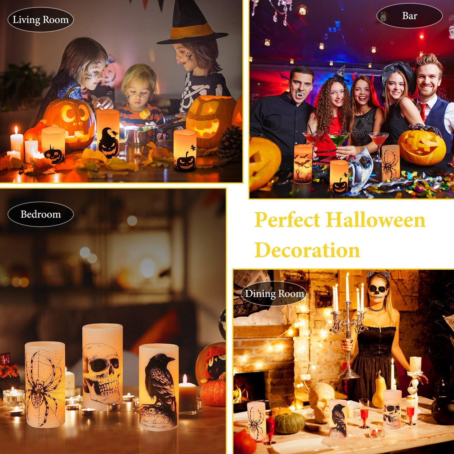 3 Pack Halloween Flameless Candle Lamp