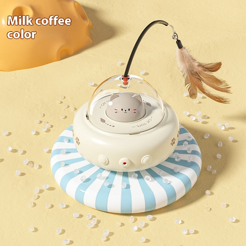 C--Smart Teaser Cat Toy Electric UFO Cat Teaser Stick With Bell Training Pet Toys Replaceable Feather Interactive Cat Supplies Pet Supplies Pets Products