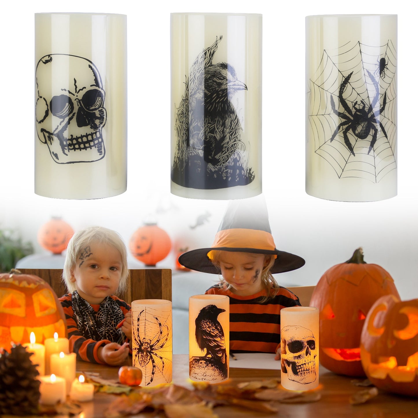 3 Pack Halloween Flameless Candle Lamp