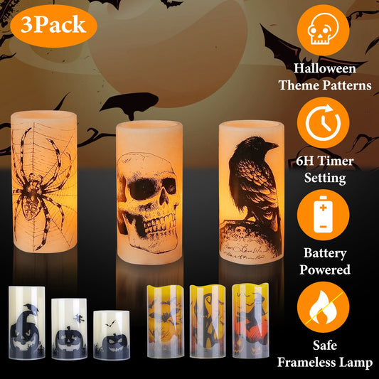 3 Pack Halloween Flameless Candle Lamp